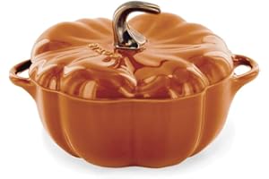 STAUB Ceramic Pumpkin Dish.5 Qt, 16-oz, Burnt Orange, Oven Safe
