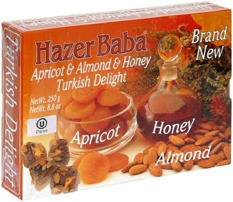 Hazer Baba Turkish Delight, Apricot & Almond & Honey, 8.8-Ounce Boxes (Pack of 6)