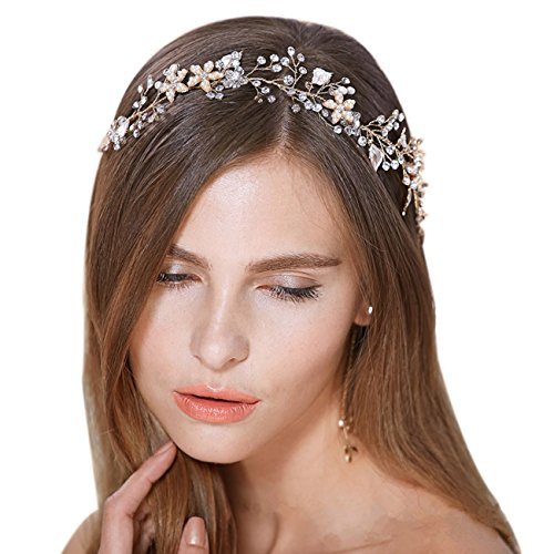 Faybox Bridal Vintage Crystal Pearl Hairbands Wedding Hair