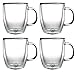 Bodum Bistro 5-Ounce Double Wall Glass, Espresso Coffee Cups Mugs - Clear (Set of 4 Glasses)