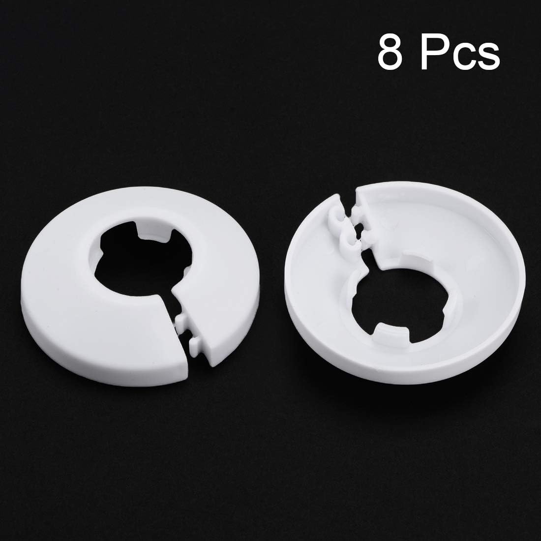 sourcing map 20-21mm Pipe Cover Decoration PP Plastic Water Pipe Escutcheon White 8pcs, 21 mm - Image 3