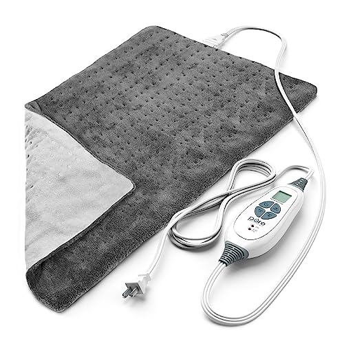 Pure Enrichment PureRelief XL Heating Pad - LCD Controller with 6 InstaHeat Settings for Cramps, Back, Neck, & Shoulder Pain Relief, Moist Heat Option, Machine Washable, 12" x 24" Storage Bag (Gray)