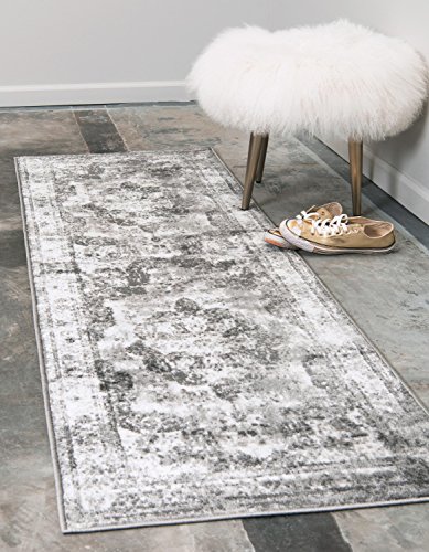 Unique Loom 3141302 Sofia Collection Area Rug, 2' x 10' Runner, Gray