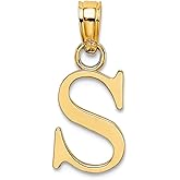 JewelryWeb 14k Gold Block Letter Name Personalized Monogram Initial High Polish Charm Pendant Necklace for Women