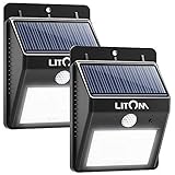 Litom Solar Lights Outdoor Super Bright 8 LEDs Security Lights Wireless Waterproof Motion Sensor Lights for Patio, Deck, Yard, Garden 2 Pack