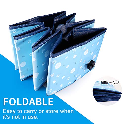 Delicacy Foldable Dog Pool, PVC Collapsible Dogs Pet Kiddie Bath Pool Swimming Pool,Bathing Tub for Dogs Cats and Kids-Blue