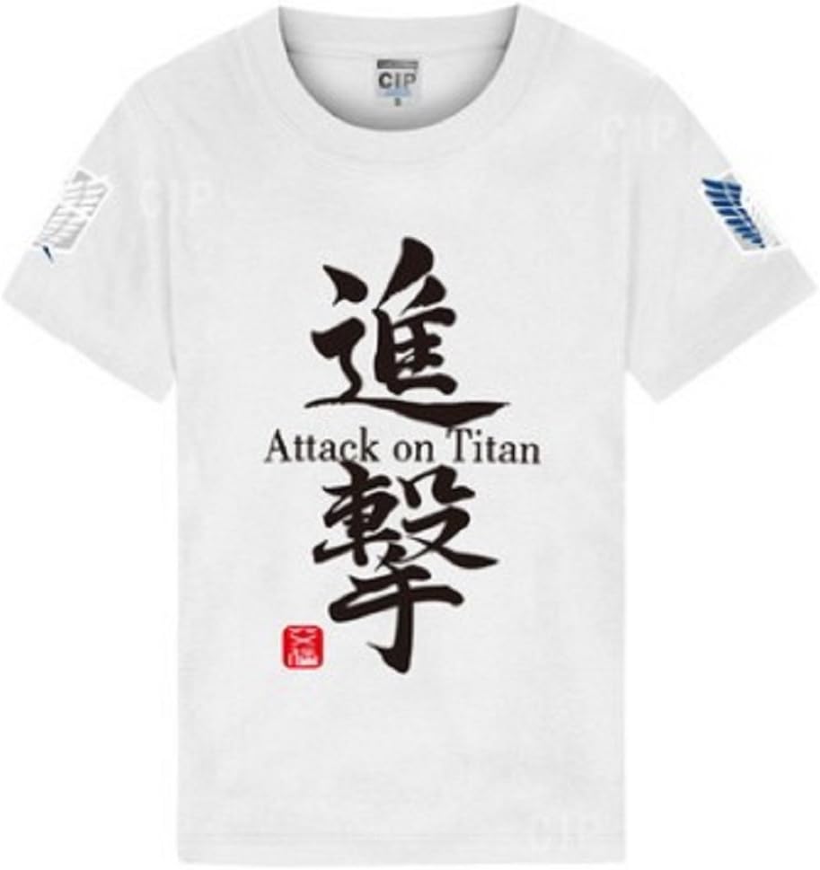 Richnono Attack On Titan Shingeki No Kyojin Unisex Short Sleeves T-Shirts (Large, White)