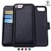 SHANSHUI Wallet Case Compatible with iPhone se (2020) / 7/8, PU Leather RFID Blocking Detachable 2 in 1 Case Book Design with Flip Cover and [Credit Card Slots] Magnetic Closure (Black 4.7'')