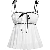Verdusa Women's Babydoll Tops Peplum Tie Shoulder Sleeveless Summer Cami Going Out Top