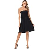 HDE Strapless Mini Tube Top Sundress Short Smocked Summer Beach Dress A-line Swing Boho Dress Travel Vacation Easy Cover Up