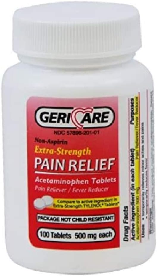 GeriCare Extra Strength Pain Relief Acetaminophen Tablets - Non Asprin: Health & Personal Care