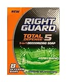 New Right Guard Total Defense 5 in 1 Deodorizing Soap 4oz bars (8 bars per pack)