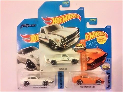 3 (THREE) Hot Wheels Hot Wheels Fugu Z Factory Fresh 3/10 - Custom Datsun 240Z (White & Orange) and Datsun 620 181/365, White