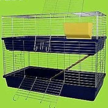 Heimtiercenter XXL 1,20 m doppel Hasenkäfig Meerschweinchenkäfig grün/grau / blau