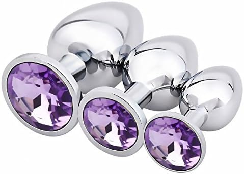 YingWL 3PCS Stainless Steel Pl-ugs with Round Shaped Jeweled Design Plug Anale Sexy Stimulation Toys for Adult