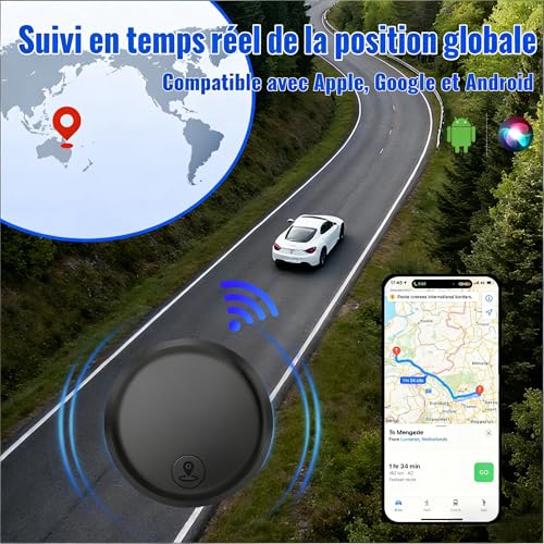 Traceur GPS Voiture Compatible avec iOS et Android,2026 Smart Traceur Tag Tracker GPS Localisateurs D'Objets Bluetooth Couverture Mondiale en Temps Réel,Localisateurs Tags pour Voiture Animaux