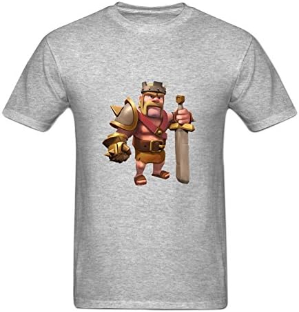Yuanfang Nong Men's Clash of Clans DIY Graphic O-neck Shirt XXXL Grey