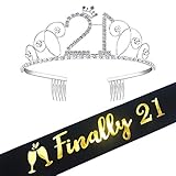21st Birthday Tiara and Sash, Glitter Satin Sash