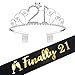 21st Birthday Tiara and Sash, Glitter Satin Sash