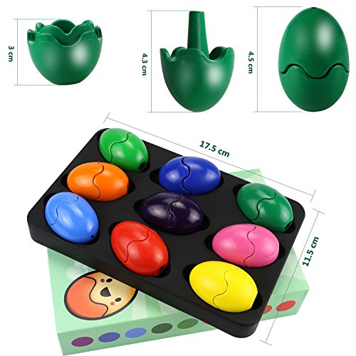 Philonext Kids Crayons Painting Egg Shape Wax Crayon, Toddlers Crayons Palm-Grip Paint Crayons, Sticks Stackable Toys Paint Crayons Painting Pencil Sticks Washable for Toddlers Kids Children (9 Color)