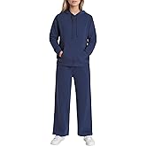 Weintee Women's Petite Sweatsuits 2 Piece Outfits Hoodie Sweatshirts and Sweatpants Sets Wide Leg Jogging Suits