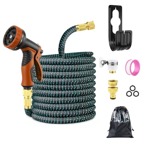 Homvvi Flexible Garden Hose 74 ft/22.5 m - Durable Water Hose Flexible with 10 Function Garden Shower, 1/2 Inch, 3/4 Inch Hose Adapter, Garden Hose for Car Washing, Garden, Pet