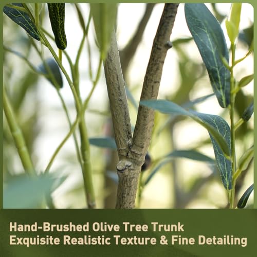 Verinatural Olive Tree Artificial Indoor 8ft - UV Resistant Large Fake Plants - Realistic Faux Olive Tree in Pot - Tall Artificial Plants Outdoor for Home, Patio, Living Room, Office Decor,VN138