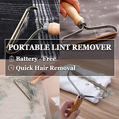 Portable Lint Remover&Lint Brushes Double&Sided Fur Lint Removal Brush with Self-Cleaning Base for Remove Cat and Dog Fur, Fluff from Carpet - Car Seat - Couch - Clothing
