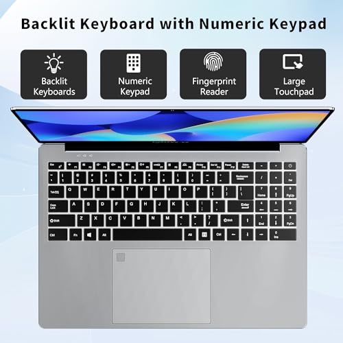 FUNYET Laptop Computer, Gaming Laptops 2025 Windows 11 Pro, 16 Inch Lap Top PC, 16GB RAM 1TB SSD, Intel 12th Gen N100 Processor(up to 3.4GHz), Backlit Keyboard, Fingerprint Unlock, FHD 1920 * 1200