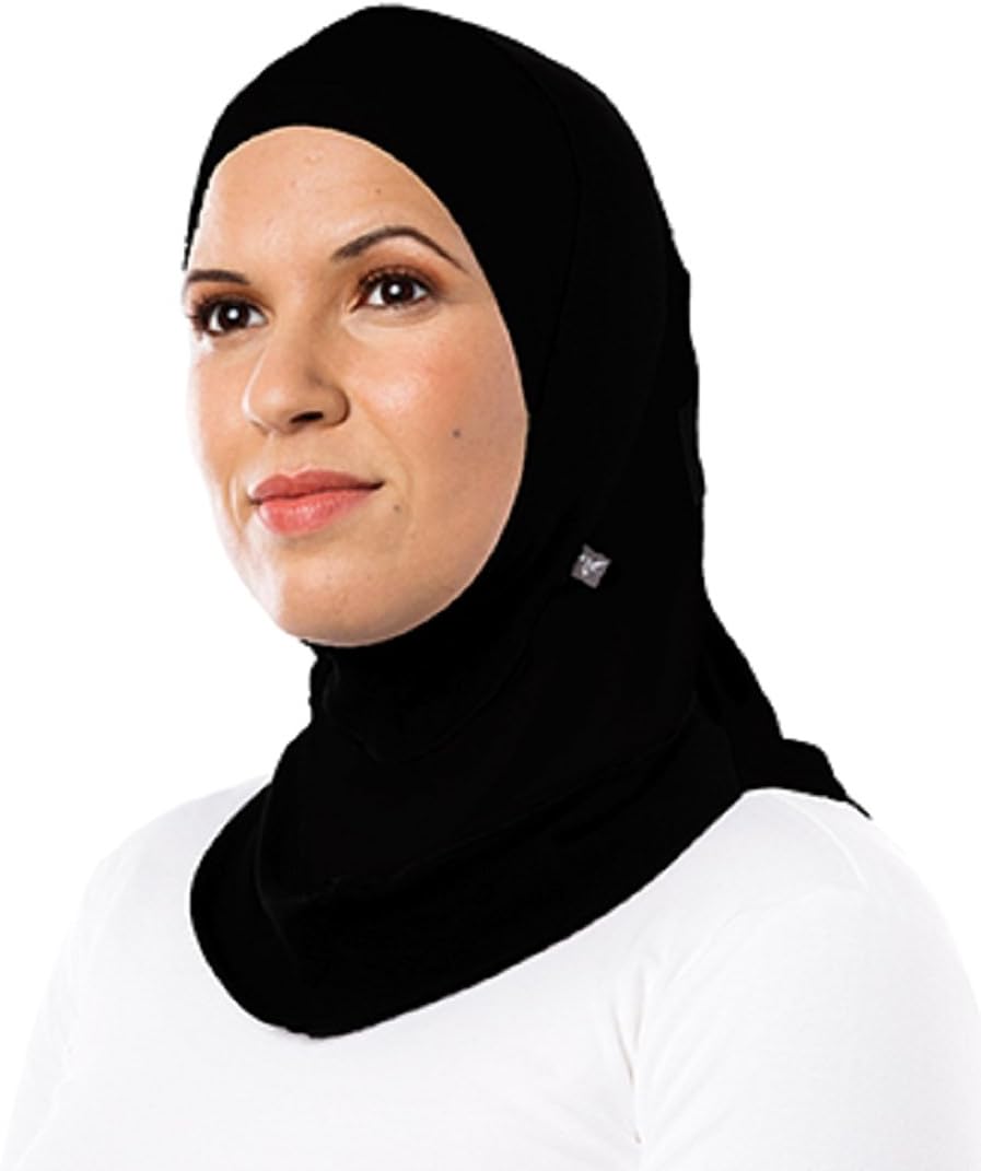 Muslim Fitness Sports Hijab for Women and Girls – Full Cover Islamic Fitness Bonnet Cap Hat Accessories Great Modest Fun (Black)