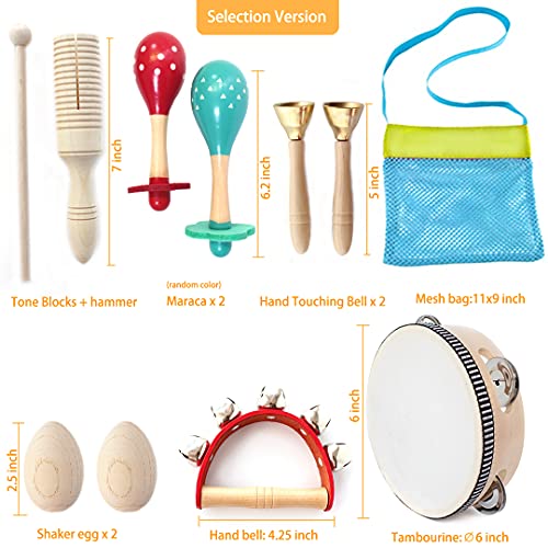 Wooden Musical Instruments Set for Children,Safe and Friendly Natural