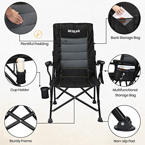 XGEAR Adjustable Oversized Camping Chair High Back Camp Chair Hard Arm