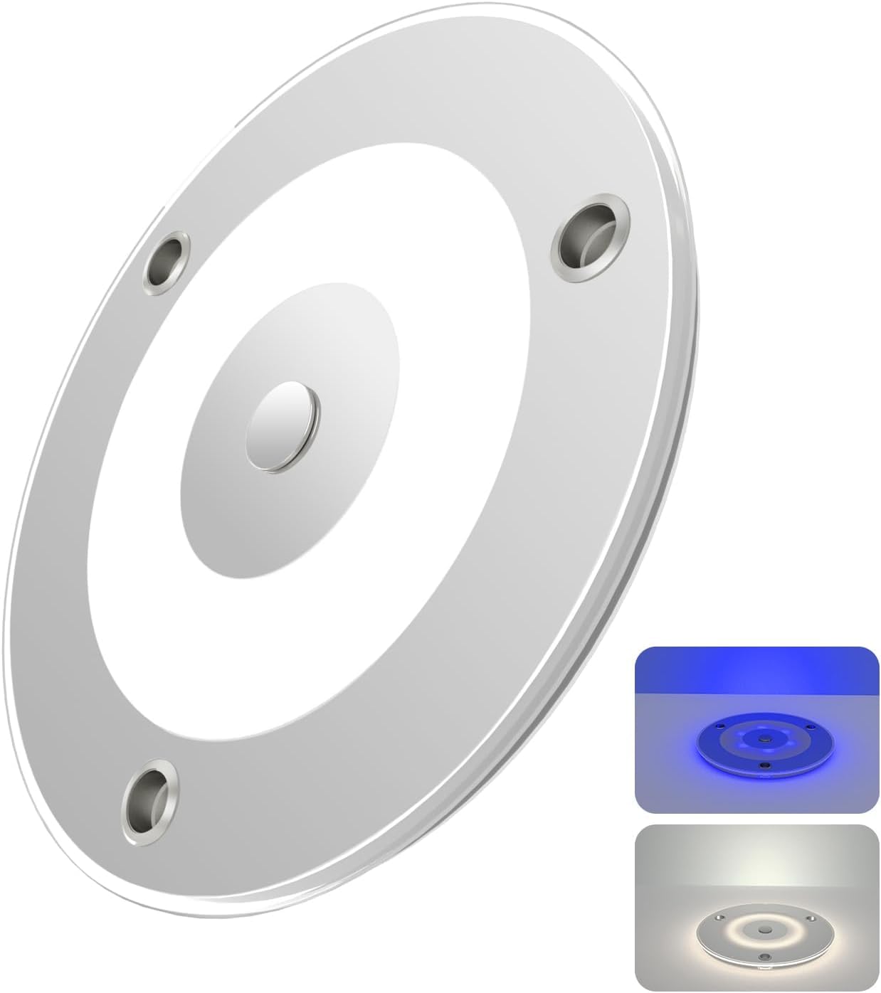 Photo 1 of 12V Ceiling Dome Light, 4.75 Inch 400LM Dimmable Interior Light for RV Boat Camper Van Travel Trailer Truck Fifth Wheel Interior Lighting, Blue NightLight & Touch Switch(Cool White)