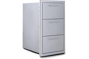 BLAZE OUTDOOR PRODUCTS Blaze 16-Inch Stainless Steel Triple Access Drawer - BLZ-DRW3-R-LT