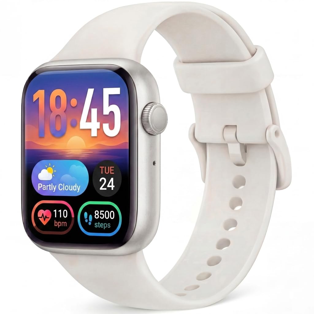 smart watch, fitness watch for women men with 24/7 heart rate/blood pressure monitor,pedometer, sleep tracker, 120+ sport modes, ip68 waterproof activity&fitness tracker compatible with android iphone starlight