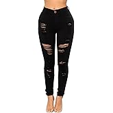 WEEKXING Womens Skinny Ripped Jeans High Waisted Stretch Jeans Destroyed Distressed Denim Pants