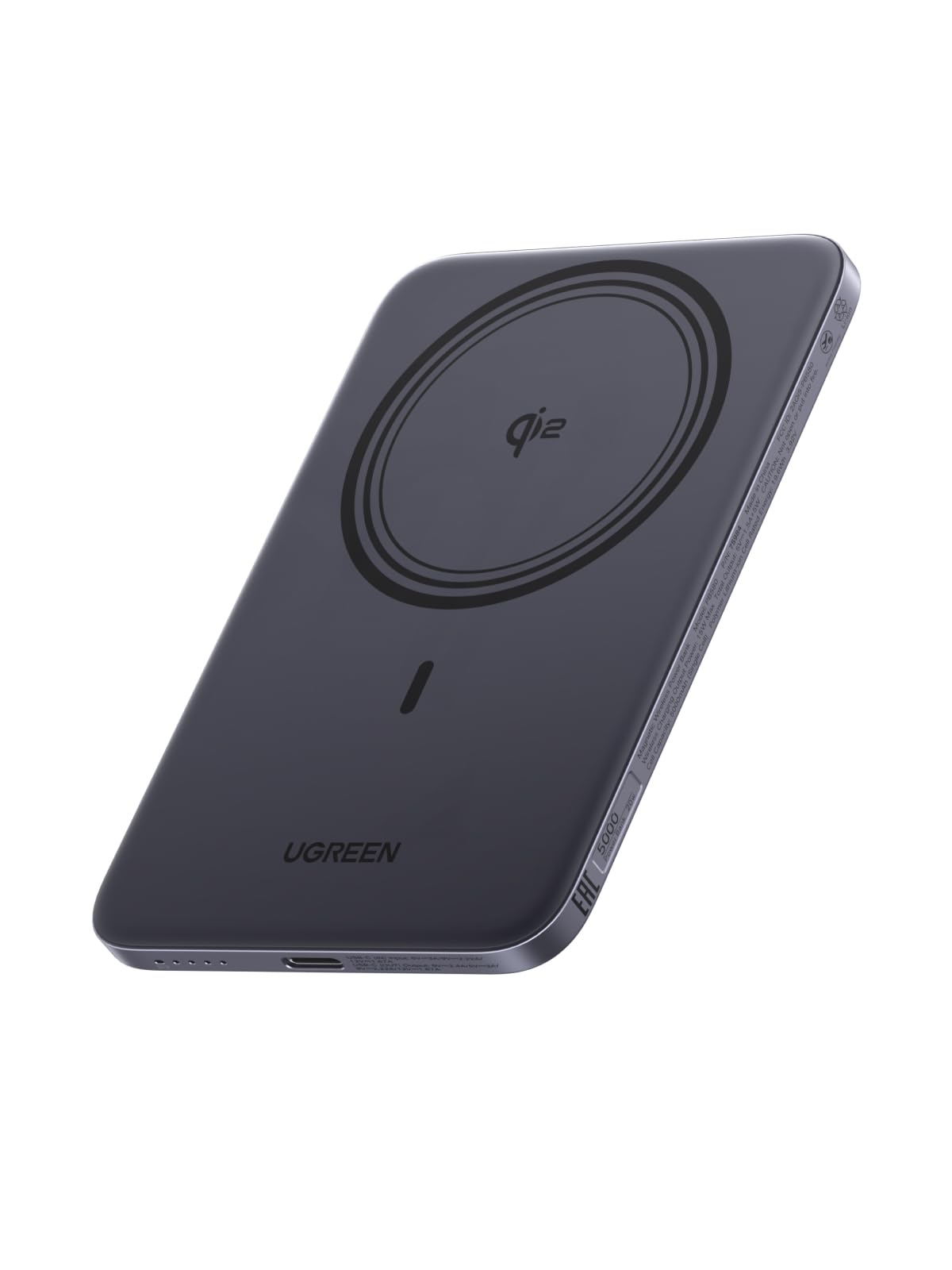 UGREEN Air モバイルバッテリー マグネット式ワイヤレス充電 8.6mm超薄型 Qi2認証 15W急速充電 MagSafe対応 5000mAh 軽