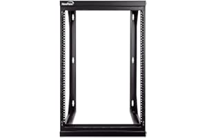 NavePoint 15U Server Rack with Swing Gate - 15U Wall Mount Rack for 19 Inch IT Equipment Open Frame Rack – Network Rack Wall Mount for AV & Server Equipment 18” Deep 15U Rack, Black