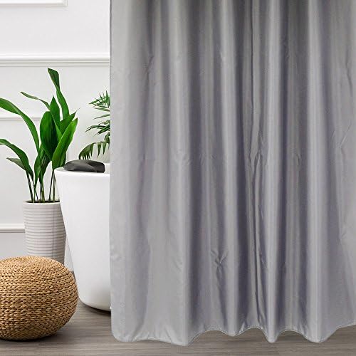 Ufavor Hotel Fabric Shower Curtains Solid Grey Water Resistant Bath Curtains Extra Long 72x78Inch Mildew Proof