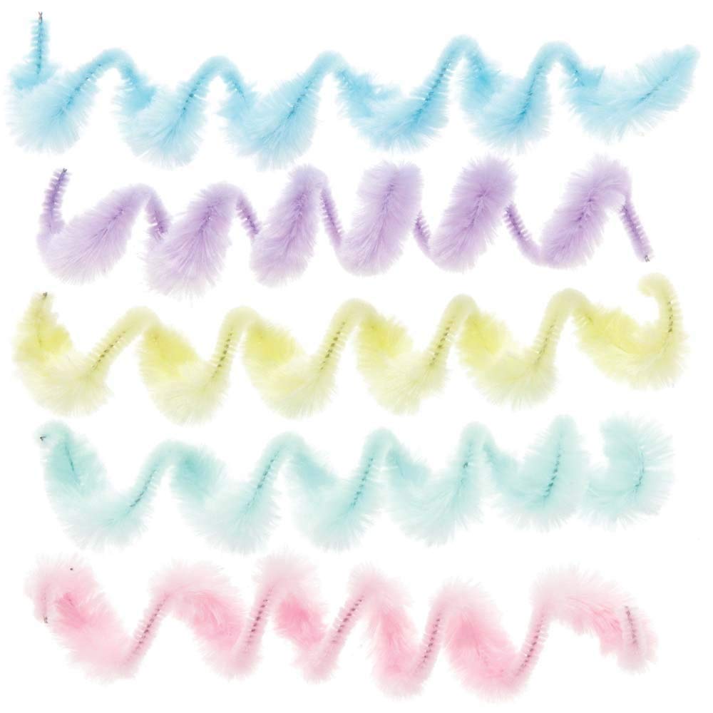 Baker Ross Pastel Fluffy Pipe Cleaners - Pack of 100, Craft Supplies for Kids (AX923), Assorted - Image 3