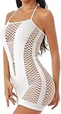 Womens Sexy Seamless Mesh Lingerie Chemise(S,White)