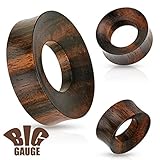 Large Rimmed Organic Wood Saddle Fit Tunnel Ear Plugs Gauges - Sold As Pair - 8 Sizes Available Up to 2