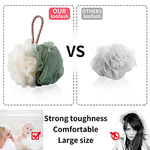 TOUGS Loofah Bath Sponge, Body Scrubber Mesh Pouf Shower Ball, Exfoliate, Body Scrubber Exfoliator, 4 Pack - Thumbnail 5
