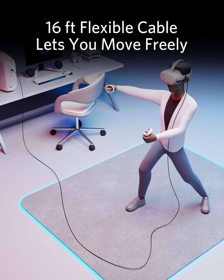 Anker 712 USBA to USBC Cable (16 ft Fiber Optic), 10 Gbps High Speed