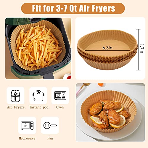 Air Fryer Paper Liners Round Disposable Paper Liners 100PCS 6.3 inch