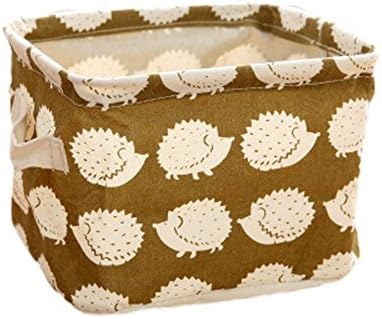 Cluis Creative Household Fresh Printed Desktop Ambry Cotton Linen with handles Cosmetic Storage Basket Organizer (Hedgehog)