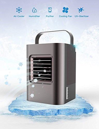 Anbber Portable Air Conditioner 5 in 1 Small Personal USB Air Cooler with UV LED Light, Humidifier and Purifier, Desktop Cooling Fan with Breathing LED Night Light and 3 Speeds for Office Home Travel