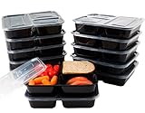 HomEquip (12 Pk) 3 Compartment Bento Lunch Boxes with Lids- Reusable / Disposable Portion Control Food Saver Containers-Meal Prep for Freezer Storage- BPA Free ()