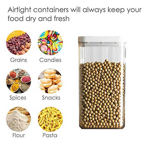 Airtight Food Storage Containers Set with Lock Lids,Set of 4,Pantry Organization Plastic Storage Jar Storage Tank for Cereal,Coffee, Sugar - Moisture Proof,BPA Free & Stackable Design (XL:1800ML)