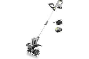 20V Cordless Tiller Cultivator,48 Steel Tines Garden Tiller,9inch Wide Electric Tiller for Gardening,Garden Rototiller with 4